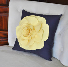 Load image into Gallery viewer, Light Yellow Rose on Gray Pillow - Daisy Manor