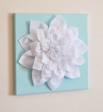 Load image into Gallery viewer, Wall Flower -White Dahlia on Burlap 12 x12" Canvas Wall Art- 3D Felt Flower - Daisy Manor