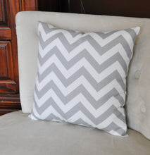 Load image into Gallery viewer, Two -Gray and White Zigzag Pillows -Chevron Pillows- Stuffed Pillows- 14 x 14 - Daisy Manor