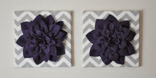 Load image into Gallery viewer, Wall Flower -Deep Purple Dahlia on Gray and White Chevron 12 x12" Canvas Wall Art- Baby Nursery Wall Decor- - Daisy Manor
