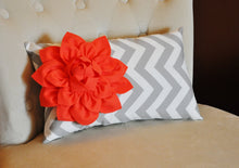 Load image into Gallery viewer, Decorative Lumbar Pillow Yellow Dahlia on Gray and White Zig Zag Chevron Lumbar Pillow 9 x 16 - Daisy Manor