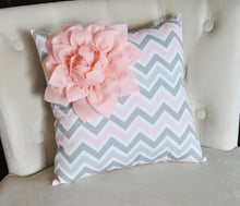 Load image into Gallery viewer, Light Pink / Grey Dahlia Pillow - Daisy Manor