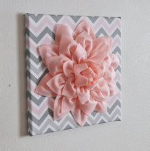 Load image into Gallery viewer, Nursery Flower Wall Decor - Dahlia Flower Wall Art - 12" x 12" Nursery Canvas Wall Decor - Baby Gift - Chevron Pink Flower - Daisy Manor