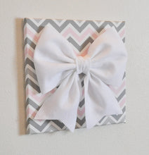 Load image into Gallery viewer, Pink and Grey Nursery Wall Decor Bow Canvas Set - Daisy Manor