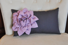 Load image into Gallery viewer, Lilac Flower on Charcoal Lumbar - Daisy Manor