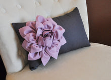 Load image into Gallery viewer, Lilac Flower on Charcoal Lumbar - Daisy Manor