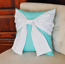 Load image into Gallery viewer, Aqua Bow Tie Pillow - Daisy Manor
