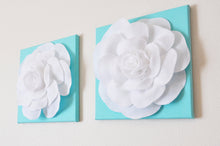 Load image into Gallery viewer, White Roses on Light Pink 12 x12" Canvases Wall Art Set- Baby Nursery Wall Decor- - Daisy Manor