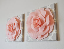 Load image into Gallery viewer, Rose Wall Hanging- Light Pink Rose on Neutral Gray Tarika 12 x12" Canvas Wall Art - Nursery Decor - Daisy Manor