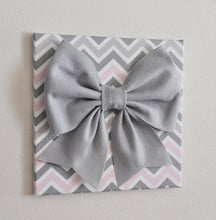 Load image into Gallery viewer, Pink and Grey Nursery Wall Decor Bow Canvas Set - Daisy Manor
