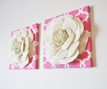 Load image into Gallery viewer, Nursery Wall Decor -Ivory Rose on Pink Tarika 12 x12" Canvas Wall Art- Flower Wall Art - Daisy Manor