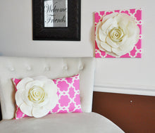 Load image into Gallery viewer, Nursery Wall Decor -Ivory Rose on Pink Tarika 12 x12" Canvas Wall Art- Flower Wall Art - Daisy Manor