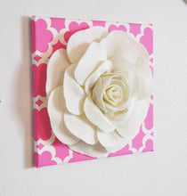 Load image into Gallery viewer, Ivory Roses on Pink and Ivory Tarika Print 12 x12" Canvases Wall Art Set - Daisy Manor