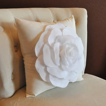Load image into Gallery viewer, White Rose on Cream Decorative Pillow - Daisy Manor