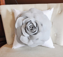 Load image into Gallery viewer, Grey Rose Pillow - Daisy Manor