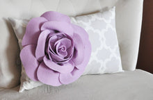 Load image into Gallery viewer, Lumbar Pillow Lilac Rose on Neutral Gray Tarika Lumbar Pillow 9 x 16 -Lattice Trellis- - Daisy Manor