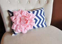 Load image into Gallery viewer, Light Pink and Navy Pillow - Daisy Manor