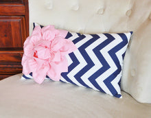 Load image into Gallery viewer, Light Pink and Navy Pillow - Daisy Manor
