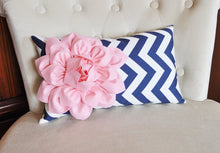 Load image into Gallery viewer, Light Pink and Navy Pillow - Daisy Manor