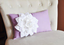 Load image into Gallery viewer, Gray Lumbar Pillow. White Dahila on Light Gray Lumbar Pillow 9 x 16 Oblong Pillow Recliner Pillow - Daisy Manor