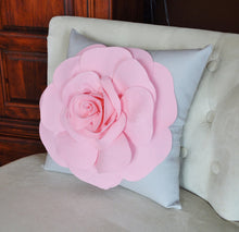 Load image into Gallery viewer, Light Pink Rose on Light Grey Pillow 14x14 - Daisy Manor