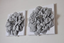 Load image into Gallery viewer, Two Wall Flowers -Gray Dahlia on White- 12 x12" Canvas Wall Art- Baby Nursery Wall Decor- - Daisy Manor