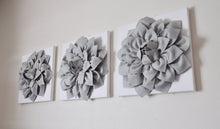 Load image into Gallery viewer, Three Gray Dahlias on White Canvases Canvases - Daisy Manor