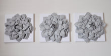 Load image into Gallery viewer, Three Gray Dahlias on White Canvases Canvases - Daisy Manor
