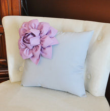 Load image into Gallery viewer, Lilac Corner Dahlia on Gray Pillow 14 X 14 -Flower Pillow- Baby Nursery Pillow - Daisy Manor