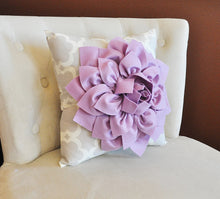Load image into Gallery viewer, Lilac Dahlia Flower on Neutral Gray Tarika Pillow Accent Pillow Throw Pillow Toss Pillow - Daisy Manor