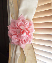 Load image into Gallery viewer, Two Dahlia Flower Curtain Tie Backs Curtain Tiebacks Curtain Holdback - Drapery Tieback - Baby Nursery Decor - Light Pink D - Daisy Manor