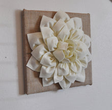 Load image into Gallery viewer, Three Ivory Dahlias on Burlap 12 x12" Canvas Home Decor - Daisy Manor