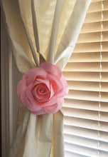 Load image into Gallery viewer, One Rose Flower Curtain Tie Backs Curtain Tiebacks Curtain Holdback -Drapery Tieback-Baby Nursery Decor-Light Pink Decor - Daisy Manor