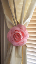 Load image into Gallery viewer, Two Rose Flower Curtain Tie Backs Curtain Tiebacks Curtain Holdback -Drapery Tieback-Baby Nursery Decor-Light Pink Decor - Daisy Manor
