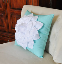 Load image into Gallery viewer, White Dahlia Flower on Coral Pink Pillow Accent Pillow Throw Pillow Toss Pillow - Daisy Manor
