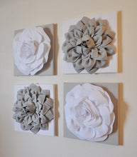 Load image into Gallery viewer, Floral Gray and White Canvas Wall Art Sets - Daisy Manor