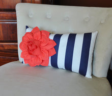 Load image into Gallery viewer, Navy Stripe Lumbar Pillow - Daisy Manor