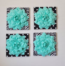 Load image into Gallery viewer, Wall Decor -Set Of Four Mint Dahlias on Black and White Prints 12 x12" Canvases Wall Art- - Daisy Manor