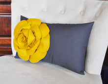 Load image into Gallery viewer, Grey Pillows - White Dahlia on Charcoal Gray Lumbar Pillow - Decorative Pillow - - Daisy Manor
