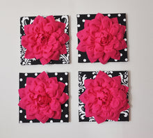Load image into Gallery viewer, Hot Pink Dahlia Decor on Black and White Print Canvases - Daisy Manor