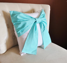 Load image into Gallery viewer, Aqua Bow Tie Pillow - Daisy Manor

