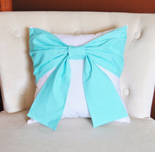 Load image into Gallery viewer, Aqua Bow Tie Pillow - Daisy Manor