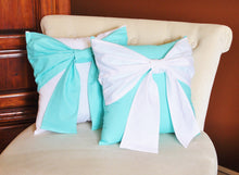 Load image into Gallery viewer, Aqua Bow Tie Pillow - Daisy Manor