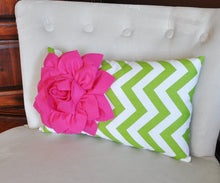 Load image into Gallery viewer, Chartreuse / Hot Pink Pillow - Daisy Manor