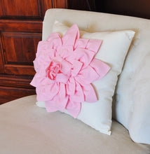 Load image into Gallery viewer, Light Pink Dahlia Flower on Ivory Pillow Nursery Pillow - Daisy Manor