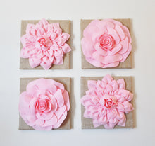 Load image into Gallery viewer, Two Light Pink Dahlias Burlap Canvases - Daisy Manor