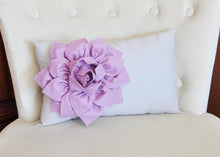 Load image into Gallery viewer, Light Gray Lumbar Pillow Lilac Dahlia on Gray Lumbar Pillow 9 x 16 Nursery Pillow - Daisy Manor