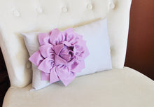 Load image into Gallery viewer, Light Gray Lumbar Pillow Lilac Dahlia on Gray Lumbar Pillow 9 x 16 Nursery Pillow - Daisy Manor
