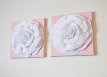 Load image into Gallery viewer, Wall Decor -Set Of Three Light Pink and White Flower Wall Hangings 12 x12" Canvas Wall Art- - Daisy Manor
