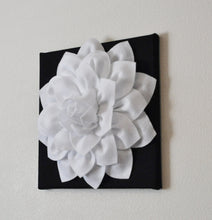 Load image into Gallery viewer, Two Flower Wall Hangings -White Dahlia on Black 12 x12" Canvas Wall Art- Black and White Wall Decor - Daisy Manor